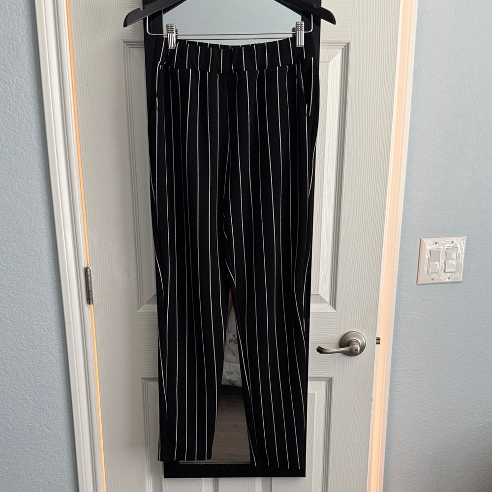 SHEIN Black with White Pinstripe Pants